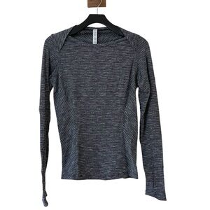 Lululemon Kanto Catch‎ Me Long Sleeve Top in Wee Stripe Black Heathered Black